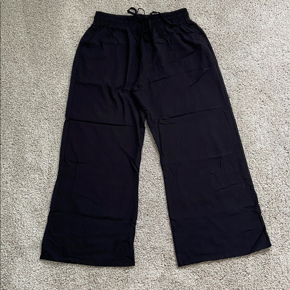 Lotus and Luna • Black Wide Leg Drawstring Pants